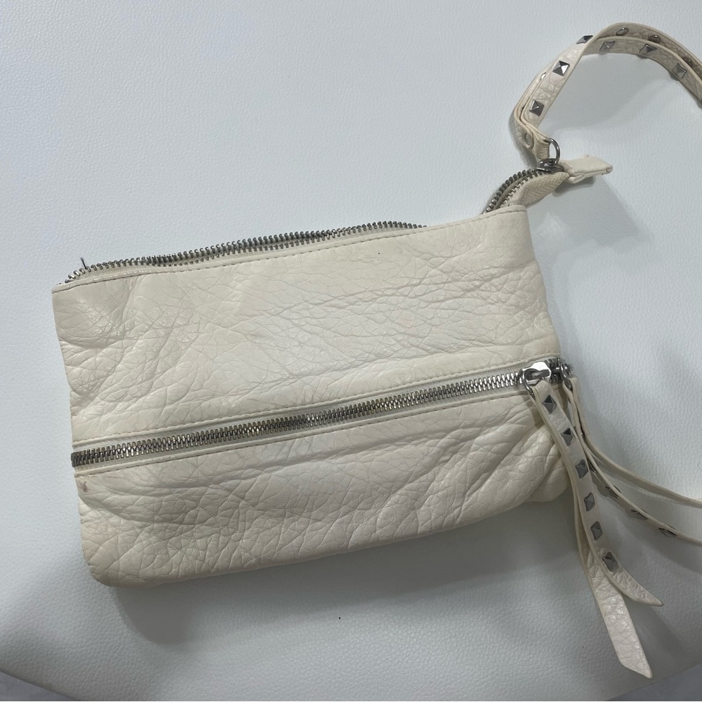 White Leather Women's mini wristlet